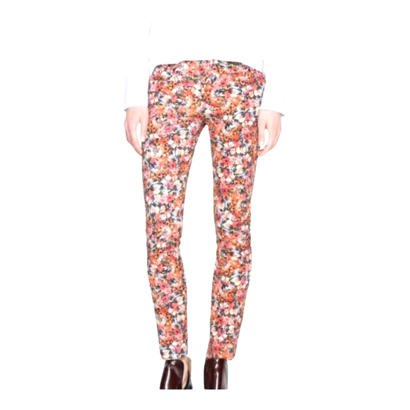 💐ZARA WOMEN Floral Multi Color ANKLE Pants Size Medium 🏵️ - Picture 2 of 10